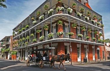 Peel and stick wall murals Historic building french quarter carriage