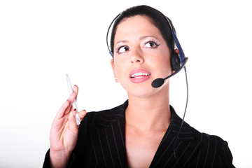 kopfhörer, frau, callcenter
