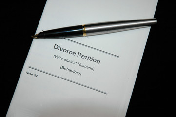 divorce papers and pen