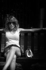 girl on park bench
