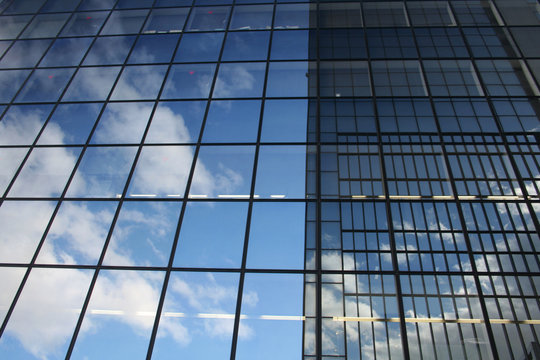 blue sky & coperate glass building.