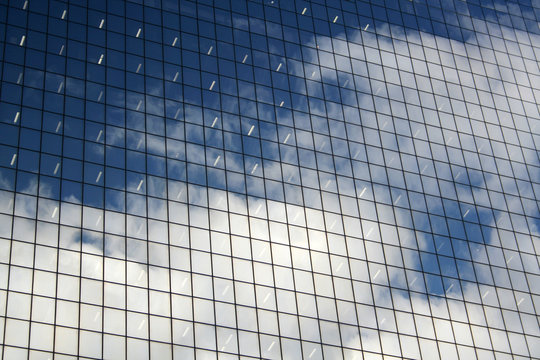 blue sky and clouds in the coperate building