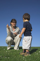 mother and son having a good