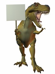 t-rex mit schild