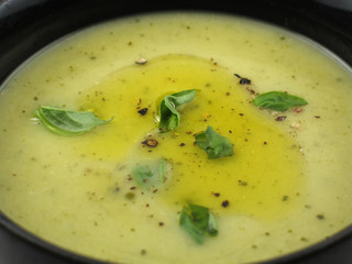 close-up of cream soup