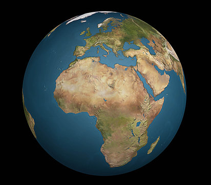 Globo terrestre - Rendering sulla vista di europa e africa