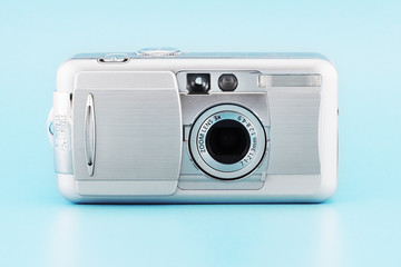 digital photo camera (isolated on blue)