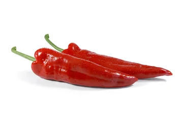 Fotobehang juicy red pointed peppers © phatz