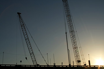 Fototapeta premium night bridge construction