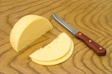 cheese, slices and knife