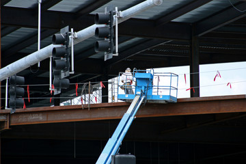 Fototapeta premium construction worker – office building