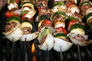 bbq sticks on the grill