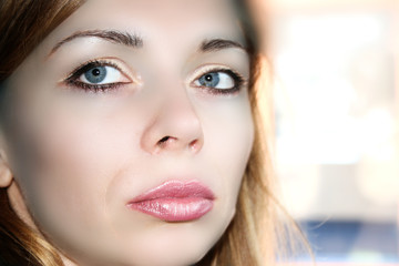 close-up of a young attractive woman portrait
