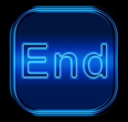 Fototapeta premium the button end blue neon icon.