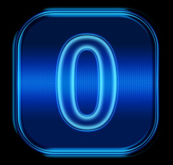 the button zero blue icon. (with clipping path)