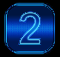 the button two blue neon icon