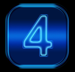 the button four blue neon. (with clipping path)