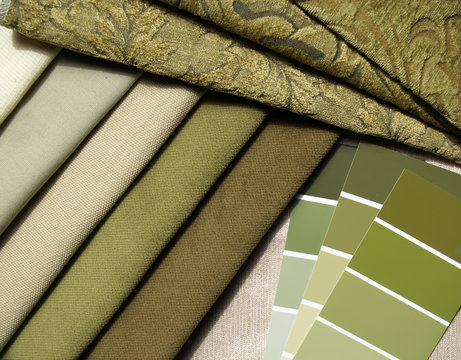 green & beige interior design planning
