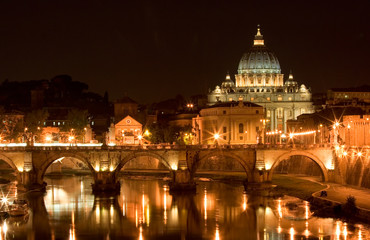 Fototapeta na wymiar st. Piotra na Watykanie i most na Tybrze