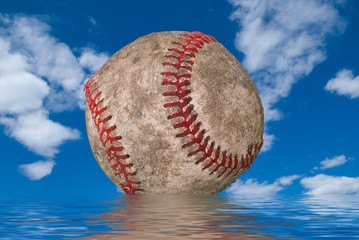 dirty baseball in water
