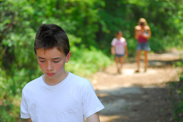 young boy walking