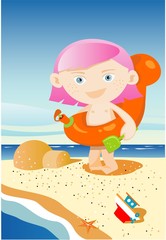 kid playing at the beach