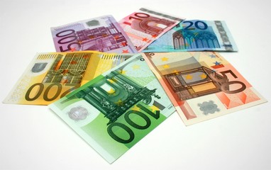 Obraz na płótnie Canvas euro banknotes arranged in star shape