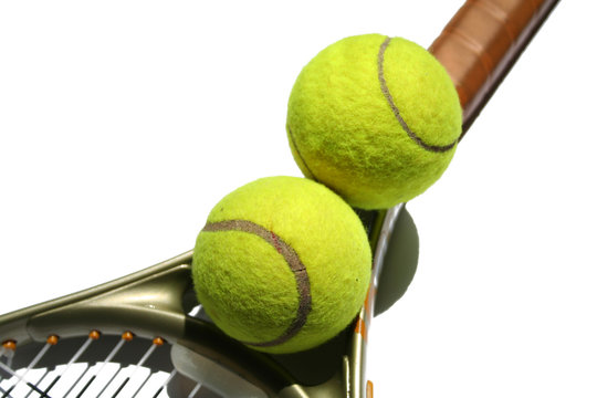 tennis balls and racket