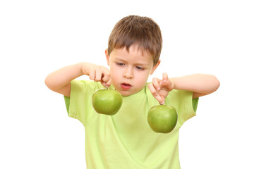 boy and apples