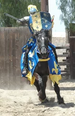 Fotobehang ridder te paard aan het opladen © Clarence Alford