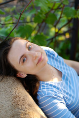 relaxing woman in garden