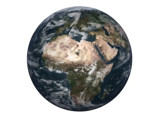 realistic 3d earth "africa" - white background