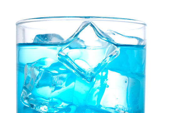 detail of cocktail with ice cubes