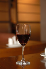 glass with red wine.