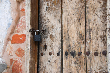 old door with key lock