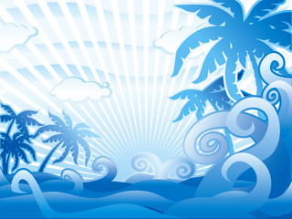 Fototapeta na wymiar niebieski tropikalnych sceny