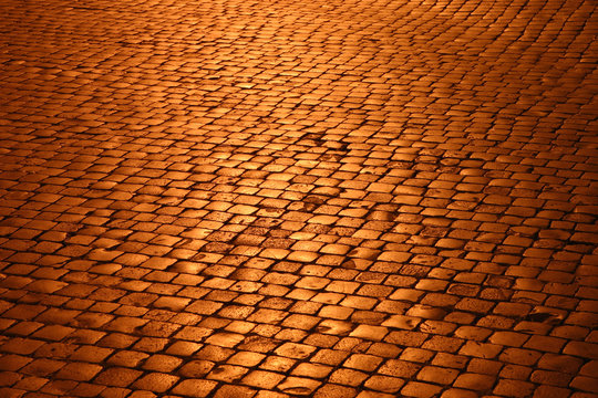 Cobblestones At Night