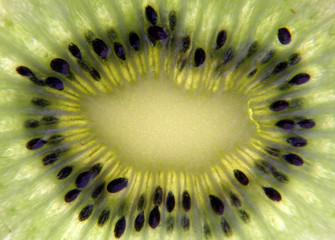 a close-up of a slice of kiwi