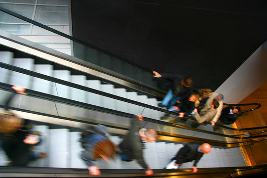 people on escalator