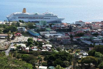 roseau, dominica and cruise ship
