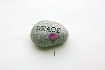 peace garden stone with flower