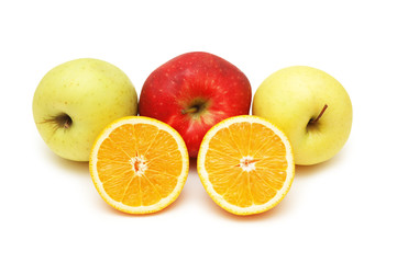 Naklejka na ściany i meble apples and oranges isolated on the white
