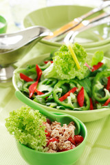 healthy food, salad with tunny