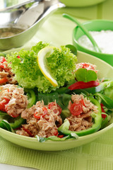 healthy food, salad with tunny