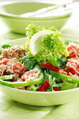 healthy food, salad with tunny