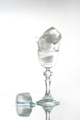 glass with ice cubes