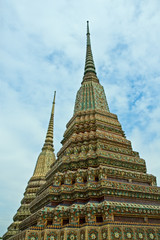 stupas in wat phra kaew, bangkok, thailand