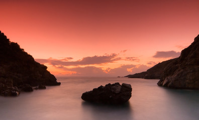 the bay at kardamili after sunset