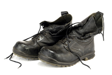 weathered worker boots