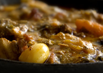 stew with roasted garlic